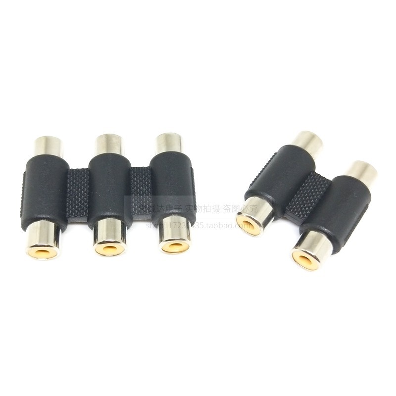 Av ปลั๊กหัวตรง 1/2/3RCA Lotus Butt Connector หญิงกับหญิง Audio Video Cable Extension Head Adapter Connector 1 ถึง 1, 2 ถึง 2, 3 ถึง 3