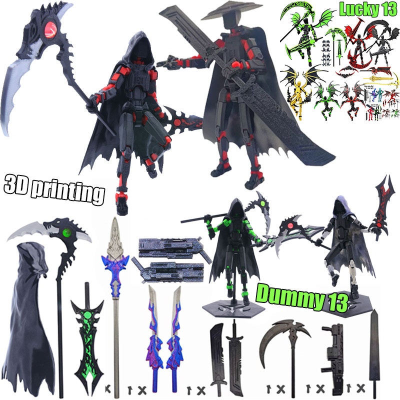 เสื้อคลุม Death vs Swordsman 3D การพิมพ์ Lucky 13 Action Figure Dummy 13 รุ่นหุ่นยนต์ของเล่นประกอบรุ่น