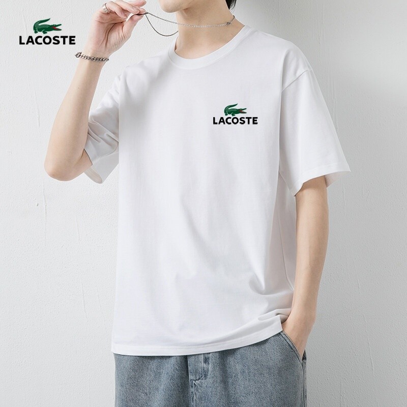 Lacoste200g ผ้าฝ้ายแขนสั้นฤดูร้อนสไตล์ใหม่เสื้อยืดใหม่ผู้ชายผู้หญิงเสื้อยืด 100 ผ้าฝ้ายแท้คุณภาพสูง 