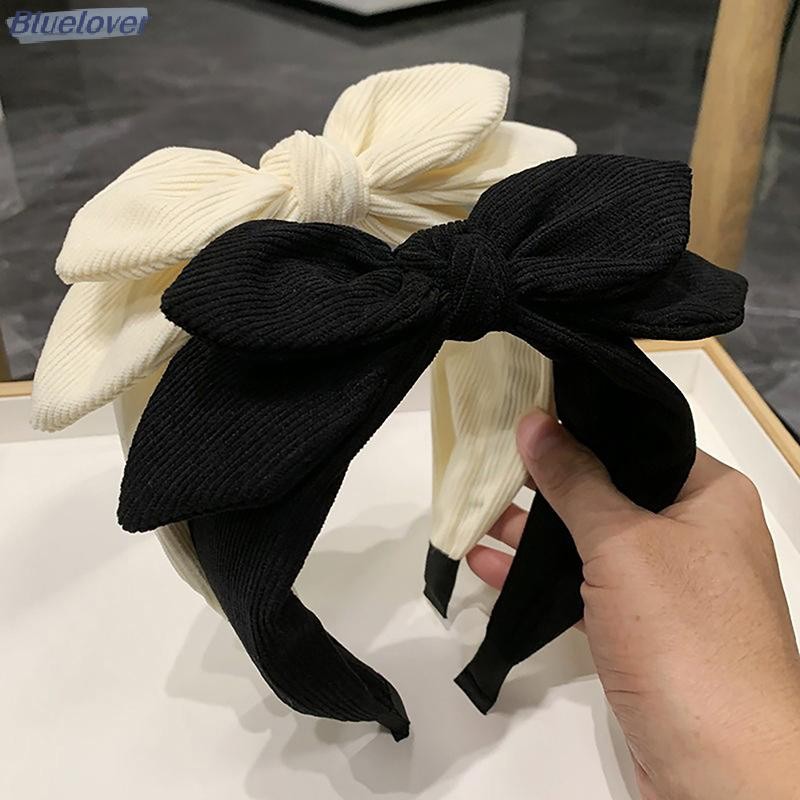 Bluelover สวยใหม่โบว์ใหญ่กระต่ายหู Headwear สําหรับผู้หญิงสาว Vintage โบว์ผมวงกว้าง Hoop Hairband อุปกรณ์เสริมผมใหม่