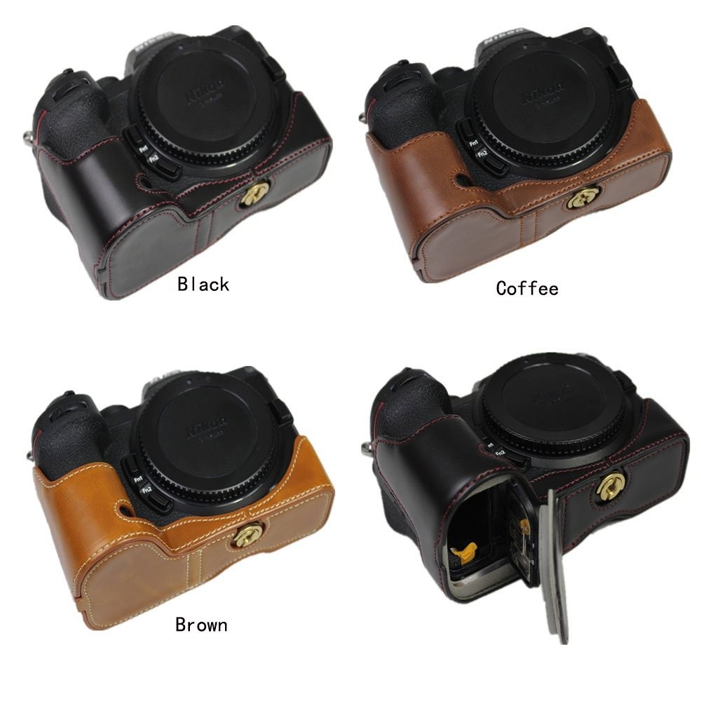 Pu Leather Camera Bag Half Body Case Base For Nikon Z fc Zfc Z50 Z30 Z5 Z6 Z7 Z7 II Z6II Z7II P1000 