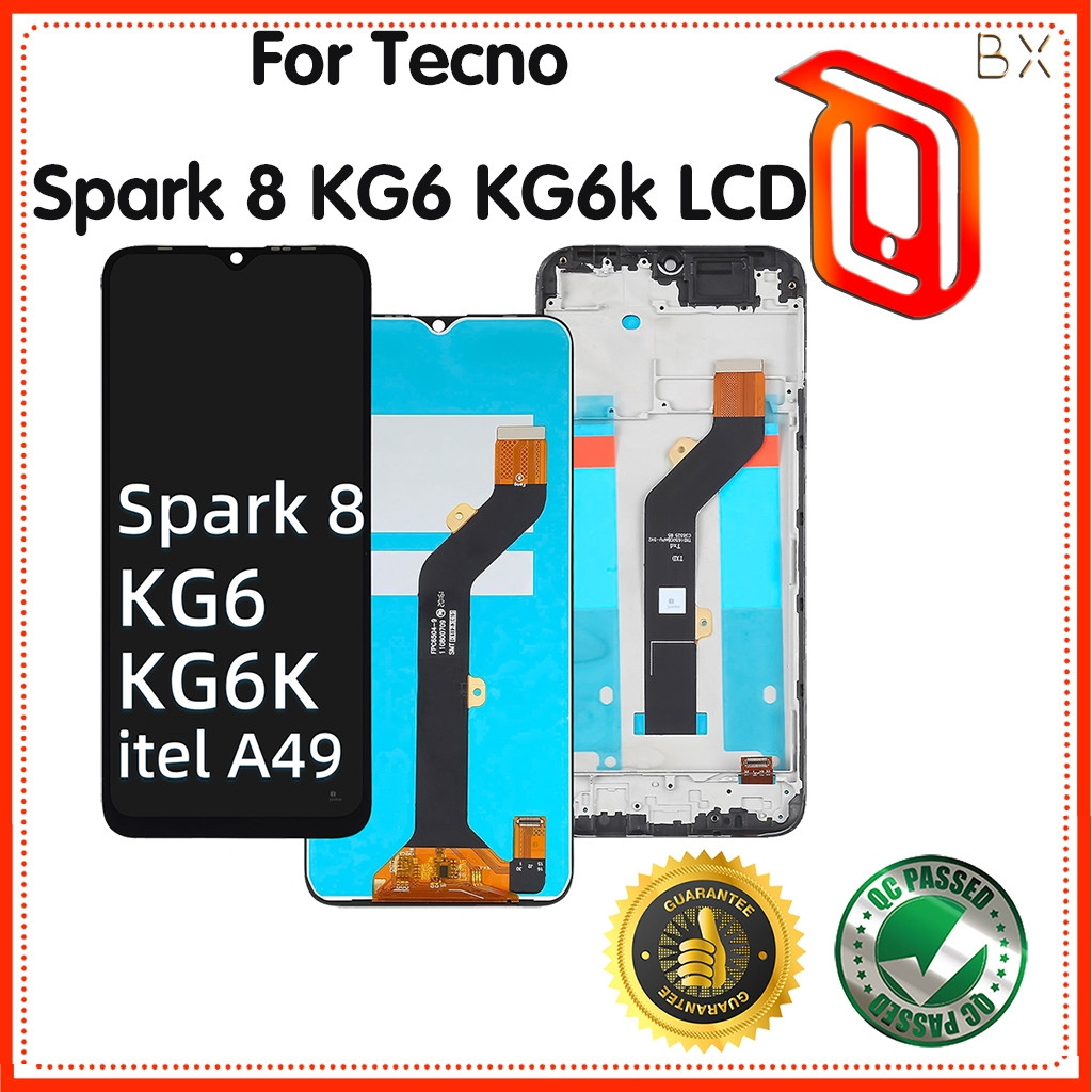 สําหรับ Tecno Spark 8 KG6 KG6k LCD Touch Screen Digitizer Assembly สําหรับ Itel A49 LCD