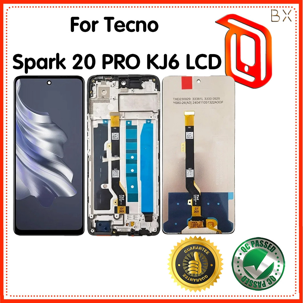 สําหรับ Tecno Spark 20 Pro KJ6 จอแสดงผล LCD Touch Screen Digitizer แผงเปลี่ยน/พร้อมกรอบ