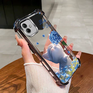 เคสสําหรับ Samsung A07 เคสโทรศัพท์ดอกไม้แมวสี่มุมซิลิโคน TPU นิ่มใส XH007