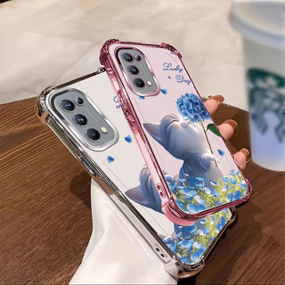 เคสสําหรับ OPPO Reno 4 5 5k เคสโทรศัพท์ดอกไม้แมวสี่มุมซิลิโคน TPU นิ่มโปร่งใส XH007