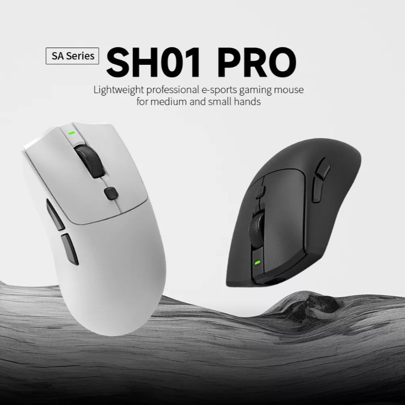 RAWM SH01 PRO เมาส์สําหรับเล่นเกมไร้สาย 2.4G/บลูทูธ/แบบมีสาย PAW3950 8KHz 300mAh มือขนาดเล็กและขนาดกลาง M HUB Driver สําหรับ Esports Office