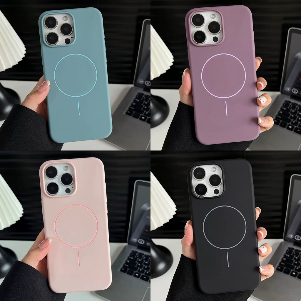 เคสแม่เหล็กแบบด้านสัมผัสผิวสีทึบ for เคสไอโฟน 11 17 14 15 16 Pro max 14 15 Promax เคส iPhone12 13 Promax 14 15 Pro case