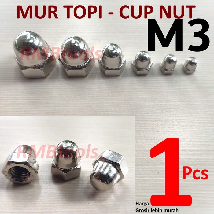 M3 CAP NUT KEY 5.5 CHROMED NICKEL / CUP NUT M3 PITCH 0.50