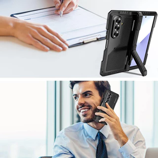 เคสโลหะ + ซิลิโคนสำหรับ Samsung Galaxy Z Fold 7 6 5 4 8 Ultra อะลูมิเนียมอัลลอยพร้อมช่องใส่ปากกาสำหรับสไตลัส เคสโทรศัพท์กันกระแทกสุดๆ
