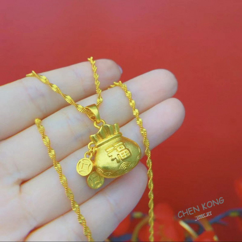 สร้อยคอ Lucky 18K Gold-Plated พร้อมจี้.Clavicle Chain สไตล์ใหม่ คุณภาพสูง ฟรีเครื่องประดับ