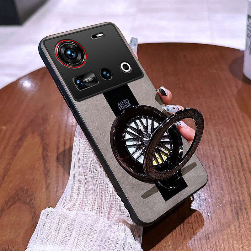 เคสโทรศัพท์สําหรับ ZTE Nubia Z70 Z70S Ultra ฝาหลังหนังแกะหรูหรา 360° Rotatable Gyro Stand Drop Prote