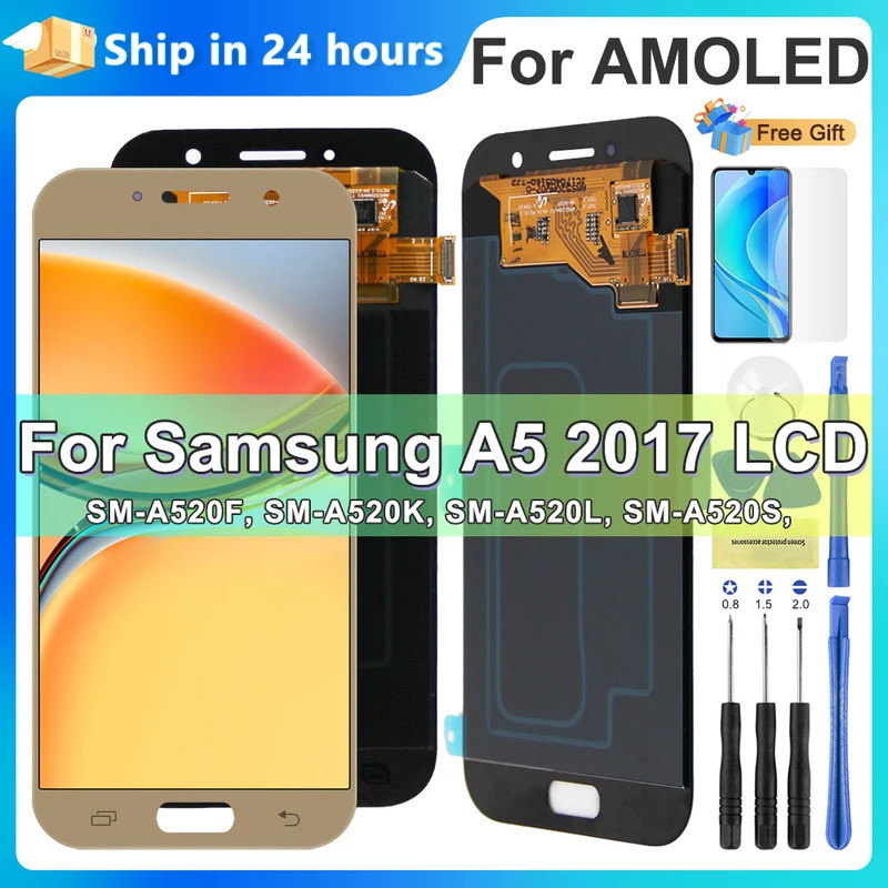 A520 จอแสดงผลสําหรับ Samsung Galaxy A5 2017 A520 A520F A520F/DS จอแสดงผล Lcd Touch Screen Digitizer เปลี่ยน