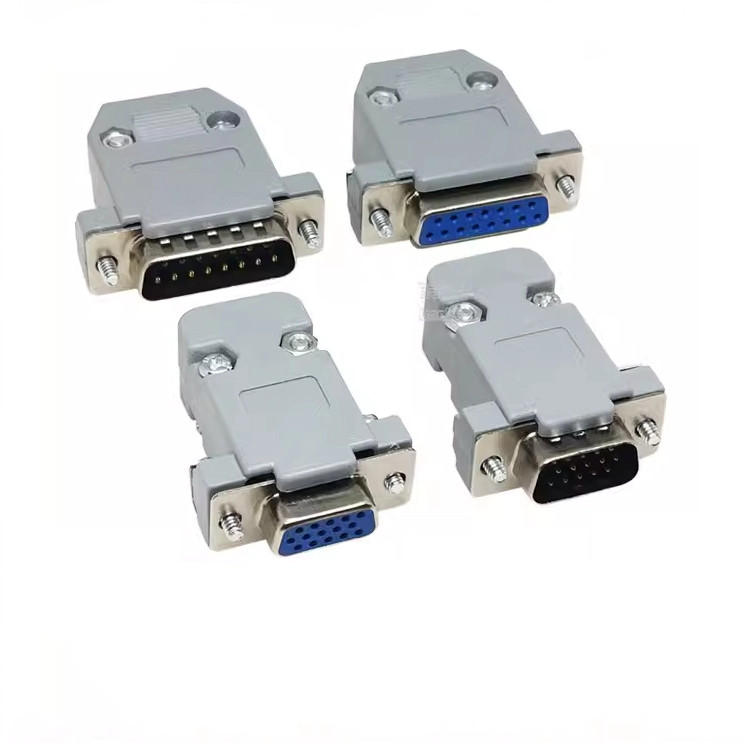 DB15 Core ลวดเชื่อมประเภทซ็อกเก็ตคู่แถวชาย/หญิง/เชลล์ RS232 Connector COM พอร์ต Pinhole