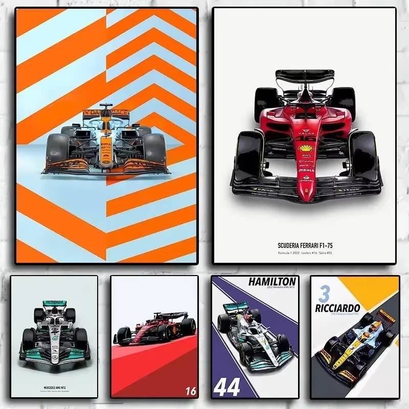 F1 World Champion Racing Driver โปสเตอร์ F1 ทีม Art Decor ภาพวาดผ้าใบสําหรับห้องนั่งเล่นเด็กตกแต่งบ้