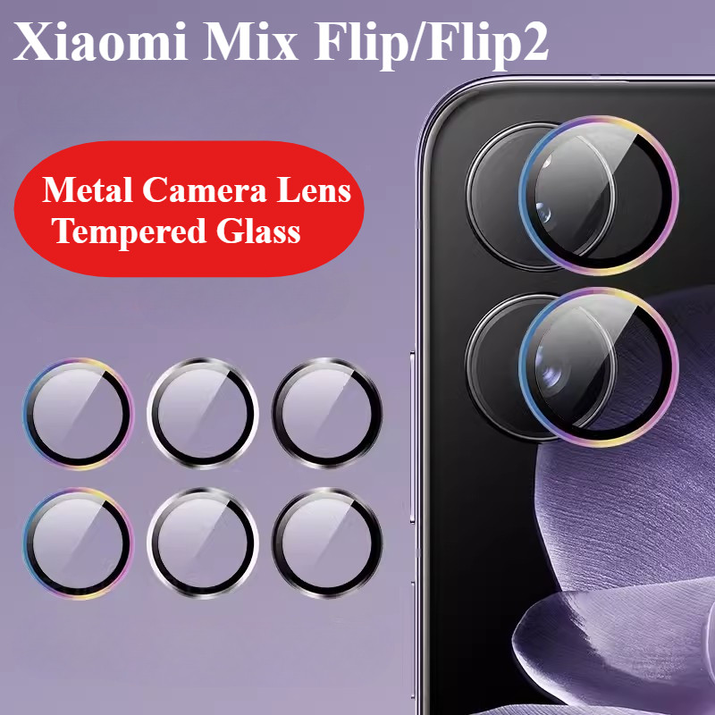 CD รูปแบบอลูมิเนียมสําหรับกล้อง Xiaomi Mix Flip2 HD เลนส์ฟิล์มกระจกนิรภัยสําหรับ Xiaomi Mix Flip ป้องกันการระเบิดทนโทรศัพท์ฝาหลังเลนส์กันชน Protector