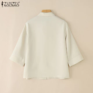 เสื้อสเวตเตอร์ถักสำหรับผู้หญิง แขน 3/4 ลายปักผ้าฝ้าย ทรงคลายComfort Fit