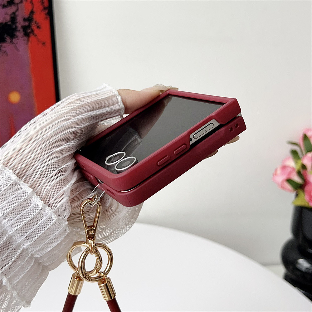 SAMSUNG หรูหราสีแดงหนังจระเข้สําหรับSamsung Galaxy Z Flip 7 6 5 4 3 5Gป้องกันปกหลังสําหรับGalaxy Z fold7 พร้อมสายหนังกันกระแทกกรณี - รูปที่ 6