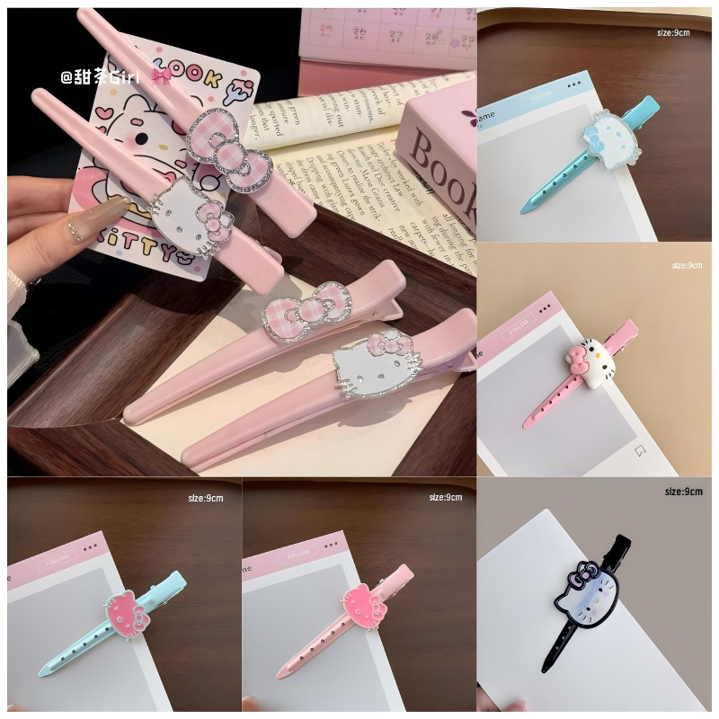HelloKitty คลิปหน้าม้าแบบไร้รอยต่อ สีชมพูสว่าง