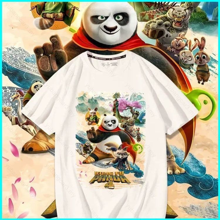 S-5XL Kung Fu Panda 4 คอสเพลย์ผ้า 3D ฤดูร้อนเสื้อยืดอะนิเมะแขนสั้นด้านบน