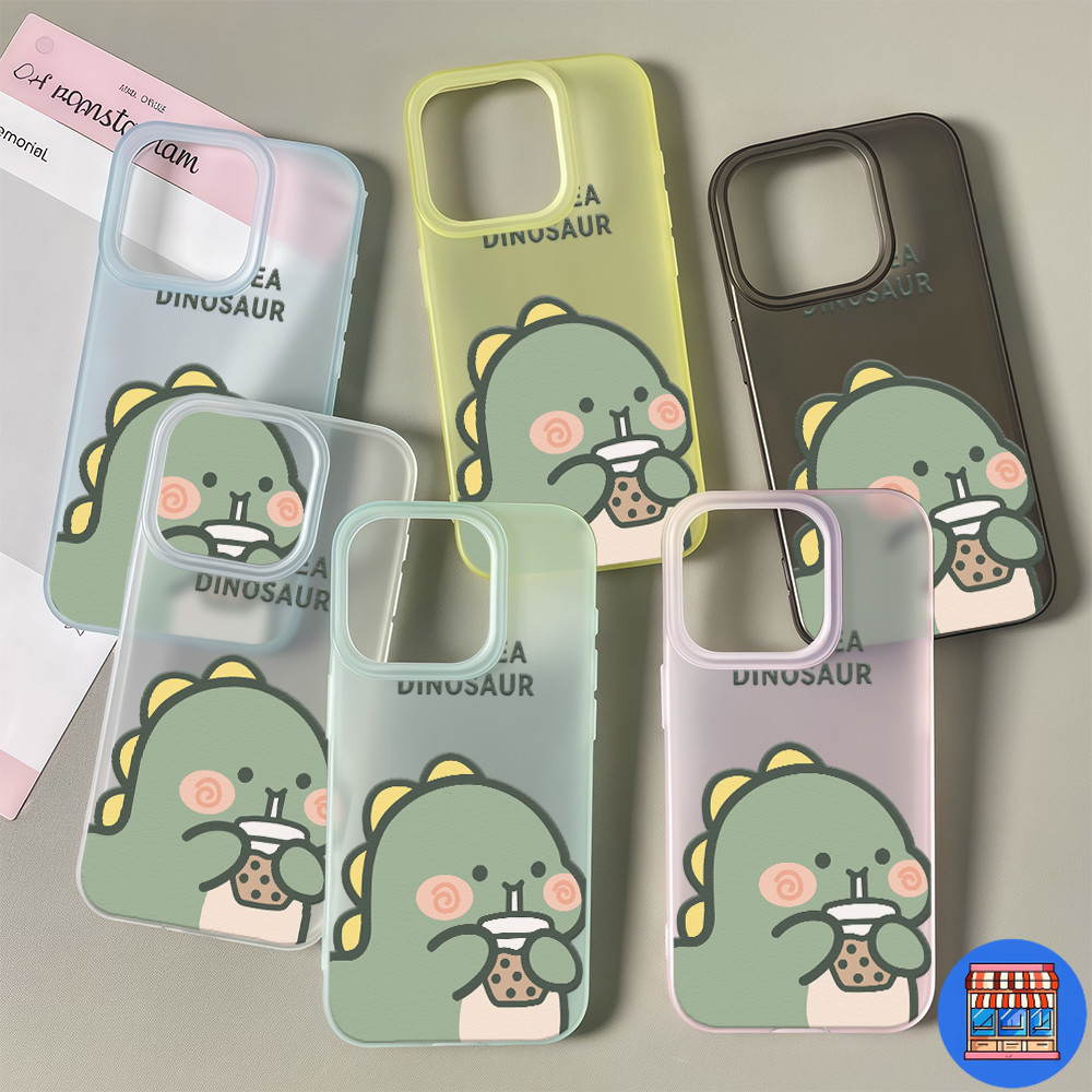 ส่งจากไทย เคสไอโฟน16 ไดโนเสาร์สีเขียว เคสใสแบบด้าน For IPhone13 11 12 14 15 16ProMAX 6/7/8PLUS X XR XSMAX ป้องกันมือถือ