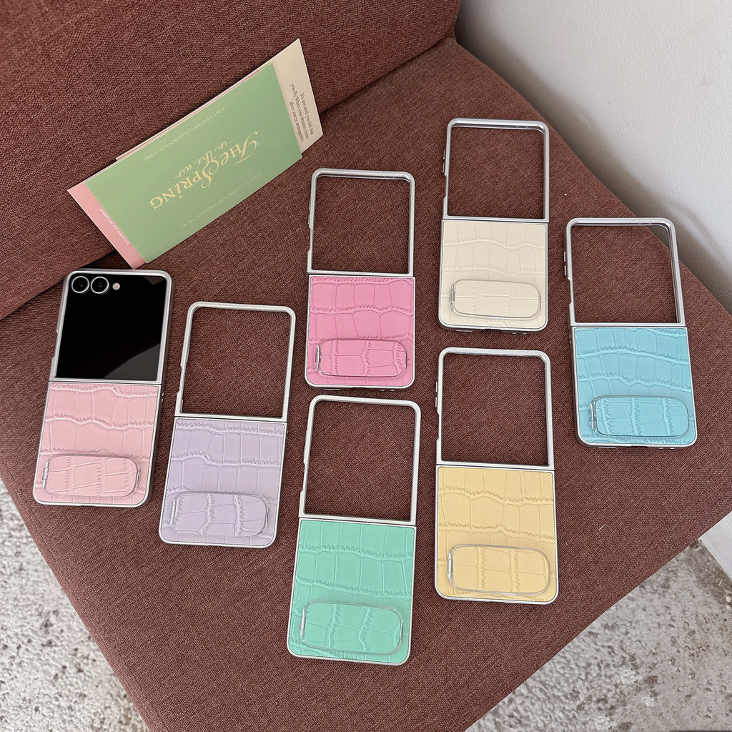 Flip7 จระเข้ Pat กรณีวงเล็บ Flip6 Samsung Galaxy Z Flip5 กรณีน่ารัก Z Flip 3 Flip 4 5G hard กันกระแทกโทรศัพท์ความคิดสร้างสรรค์กรณีฝาครอบ