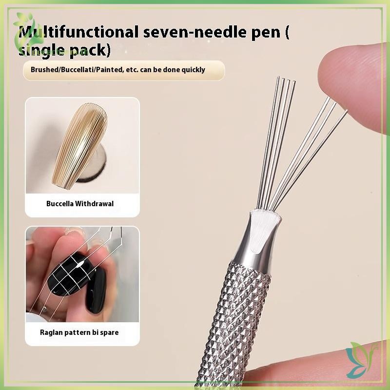 [ความงาม] Professional 7 Pin Stripe Nail Art Liner Brush 3D Tip Ultra-thin Line Drawing Pen UV Gel B