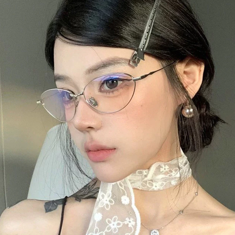แว่นทรงแมว -25~425° 👓แว่นสายตาสั้น👓 กรอบแฟชั่นป้องกันแสงสีฟ้า สำเร็จรูปสำหรับผู้หญิงผู้ชาย ใส่สบาย 1041