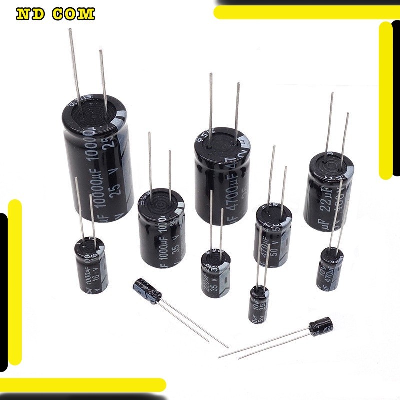 สุดคุ้ม! capacitor c ตัวเก็บประจุ รุ่นมีขั้ว 1uf 10uf  22uf 47uf แพ็ค5ตัว ส่งทุกวัน