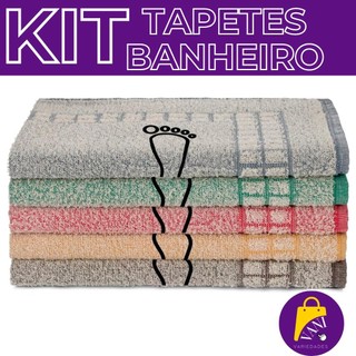 Kit 6 Tapetes Piso Para Banheiro Atoalhado Saída de Box Pezinho 100% Algodão 40x60cm