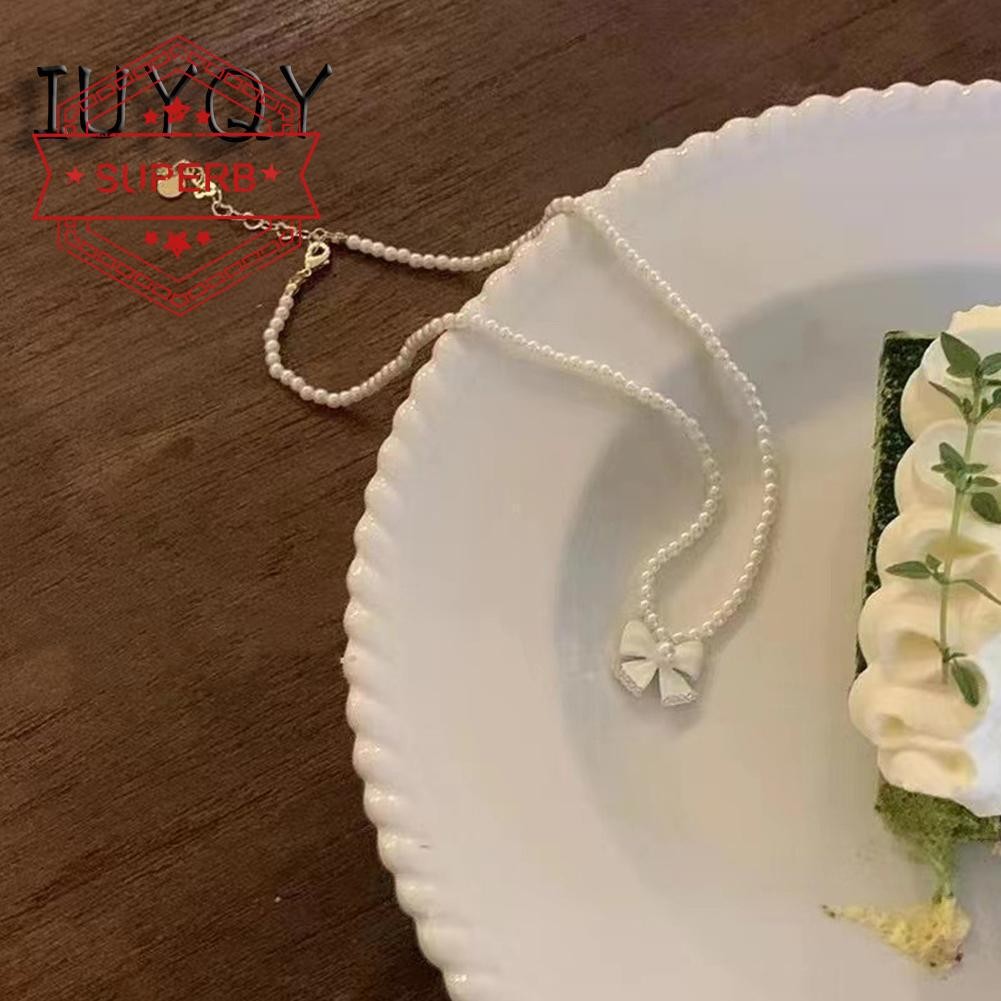 สร้อยคอโบว์ Premium Designed Niche Beaded Lock Bone Necklace Chain D2i3