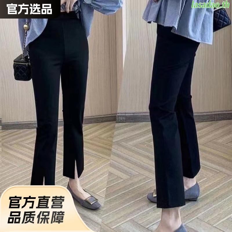 Plus size เสื้อผ้าสาวอวบ❤ กางเกงขายาวสาวอวบ ผู้หญิง ไซส์ใหญ่ เอวสูง กางเกงขาม้า ขาบาน 9ส่วน ทรงสลิมฟ