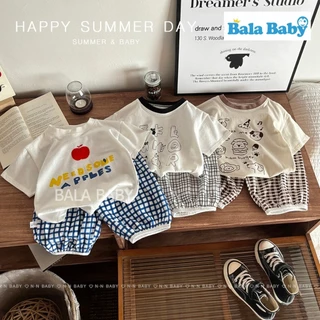 ชุดเซ็ตเด็ก เสื้อยืดเด็ก+กางเกง3ส่วน เสื้อยืดลายการ์ตูน สำหรับเด็กผู้หญิง Size80-120cm DXT75