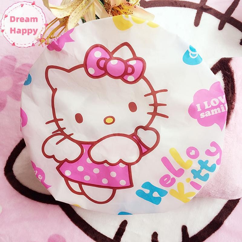 DreamHappy Sanrio Hello Kitty หนาขนาดใหญ่ผู้ใหญ่หมวกอาบน้ํา Melody Wash Care หมวกหมวกอาบน้ําหมวกกันน้ําอาบน้ําเครื่องมือ TH