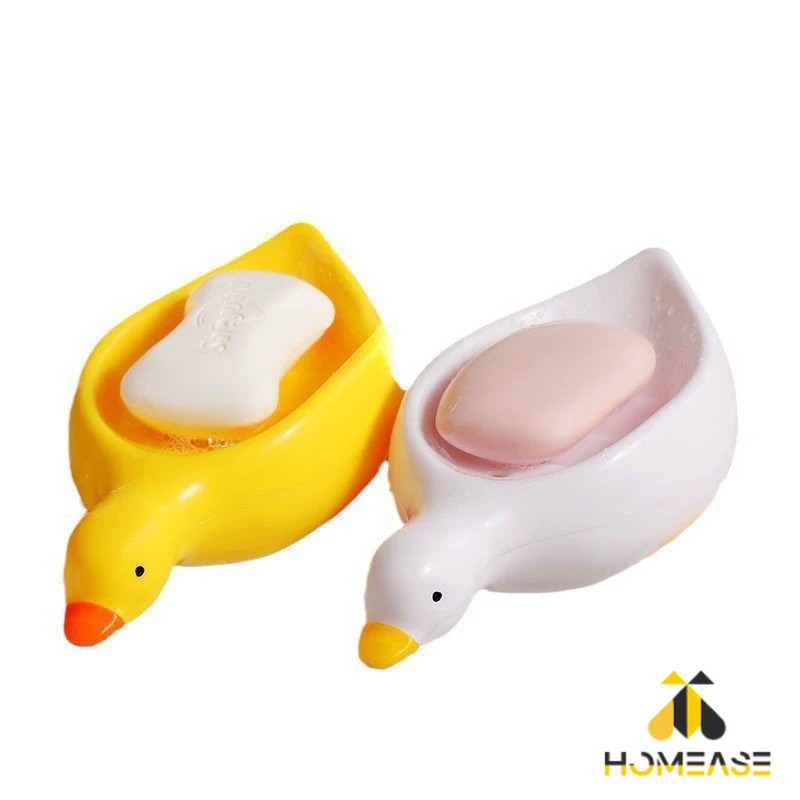 HA ที่วางสบู่ รูปทรงน้องเป็ด ระบายน้ําได้ ของใช้ในห้องน้ำ สีเหลือง สีขาว Soap dish