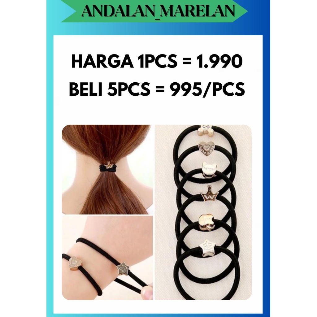 AM [1 ชิ้น] BEAUTIFUL GOLD RUBBER HAIR TIE BRACELET BEAUTY BODY JEWELRY BEAUTIFUL BLACK GOLD N