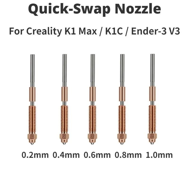 Creality Quick-Swap Nozzle Set 0.2mm to 1.0mm Hardened Steel Nozzle Upgrade for K1 Max K1C Ender-3 V