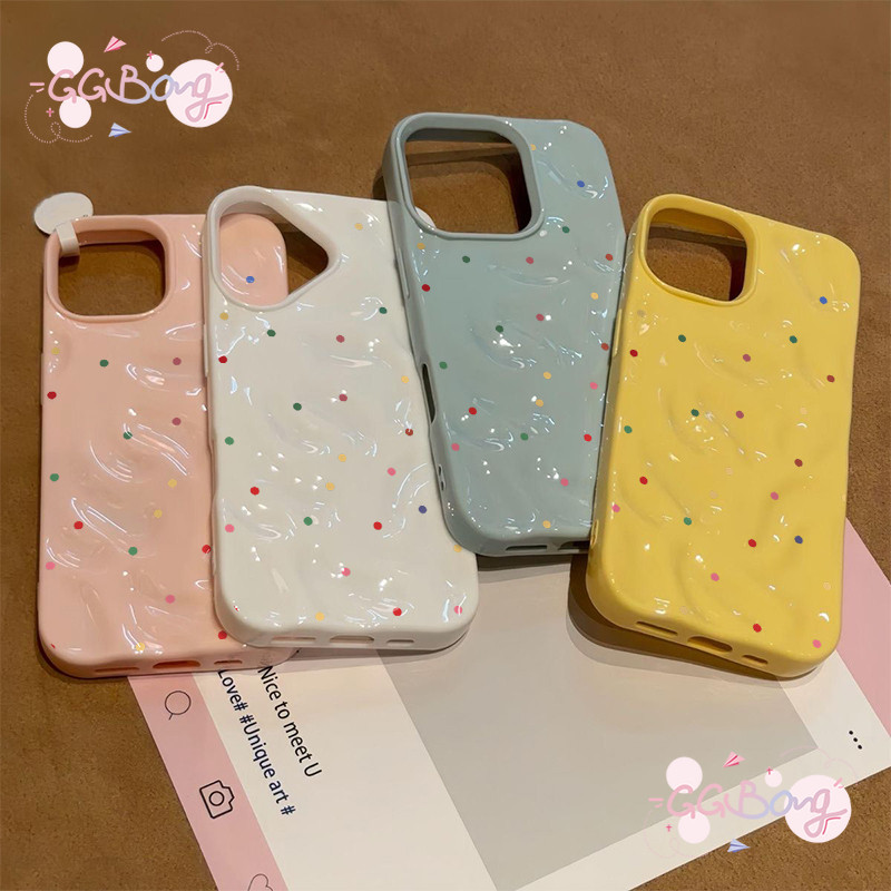 เคสไอโฟน 16 13 11 สำหรับ IPhone 11 15 13 16 12 14 Pro Max XR XS X Max 16 13 7 8 Plus เคสกันน้ำลายจุดสีแฟชั่น