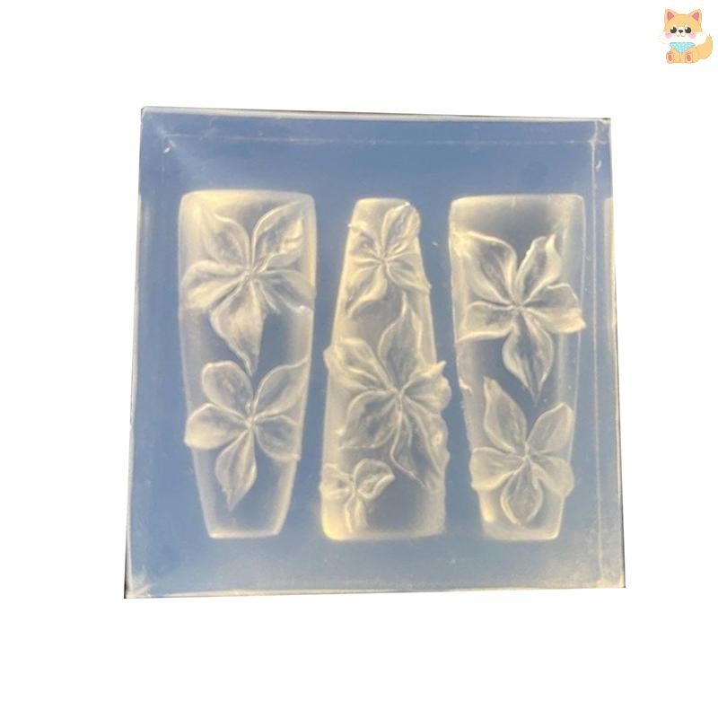[VI] แม่พิมพ์เพ้นท์เล็บ 3D แกะสลักโค้ง Lily ดอกไม้ตกแต่งเล็บโปร่งใส DIY แม่แบบซิลิโคน TH