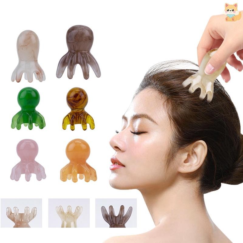 [VI] หวีปลาหมึกยักษ์เรซิ่นนวด Meridian Scraping แปรงหนังศีรษะ Gua Sha ไม้จันทน์แผ่นไม้ฟันกว้างรอบเคล็ดลับเครื่องมือหนังศีรษะ TH