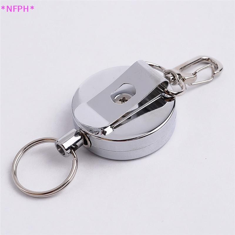 NFPH> Anti Lost Resilience Steel Wire Elastic Recoil Sporty Alarm Key Ring ใหม่