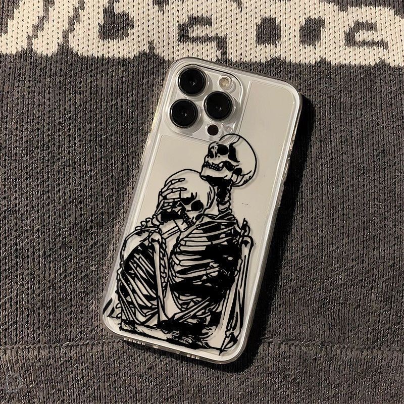 เคสโทรศัพท์โครงกระดูก Man Hug Niche Art Creative Fun สไตล์เหมาะสําหรับ iPhone 11promax 12pro 13pro 1