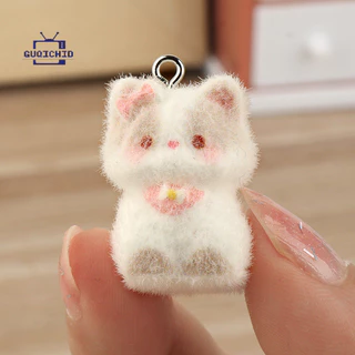 3D Flocking สัตว์น่ารักจี้โทรศัพท์ Lanyard แขวน Keycord Charm พวงกุญแจ DIY อุปกรณ์เสริมสาวของขวัญ Anti-Lost