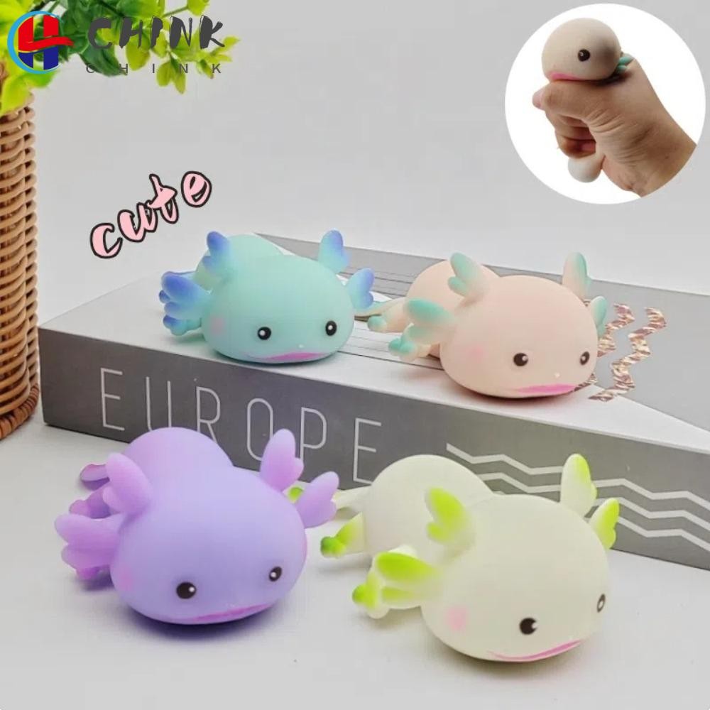 ของเล่นบีบ CHINK น่ารัก Axolotl ยืดออกแบบการ์ตูนปลา Squishy ของเล่น, ผ่อนคลายหลายสี Fidget ตุ๊กตาควา