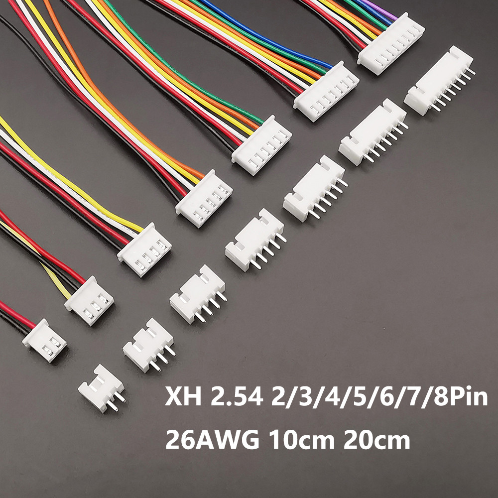 5Sets JST XH2.54 XH 2.54mm Wire Cable Connector 2-8 Pin Male and Female Plug Socket 10cm 20cm Wire L