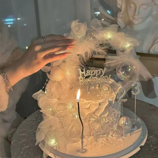 เทียนปักเค้กแบบเกลียวโค้ง Happy birthday เทียนวันเกิด เทียนปักเค้ก 6pcs