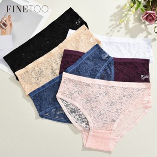 FINETOO กางเกงชั้นในสำหรับผู้หญิง ดีไซน์ลายลูกไม้ ทำจากผ้าฝ้…