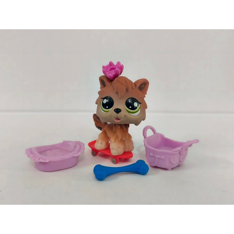 LPS รูปสุนัขหมาป่าสีน้ําตาล #2141 W/Accessories ของเล่น Littlest Pet Shop