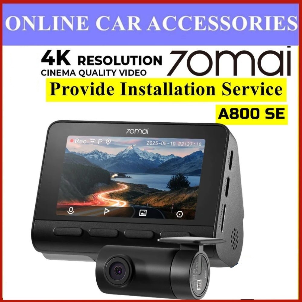 [ติดตั้งให้] 70mai A800SE ชุดเครื่องบันทึกรถยนต์ Dual vision 4K Ultra HD หน้าจอ 70 Mai DVR Dash Cam