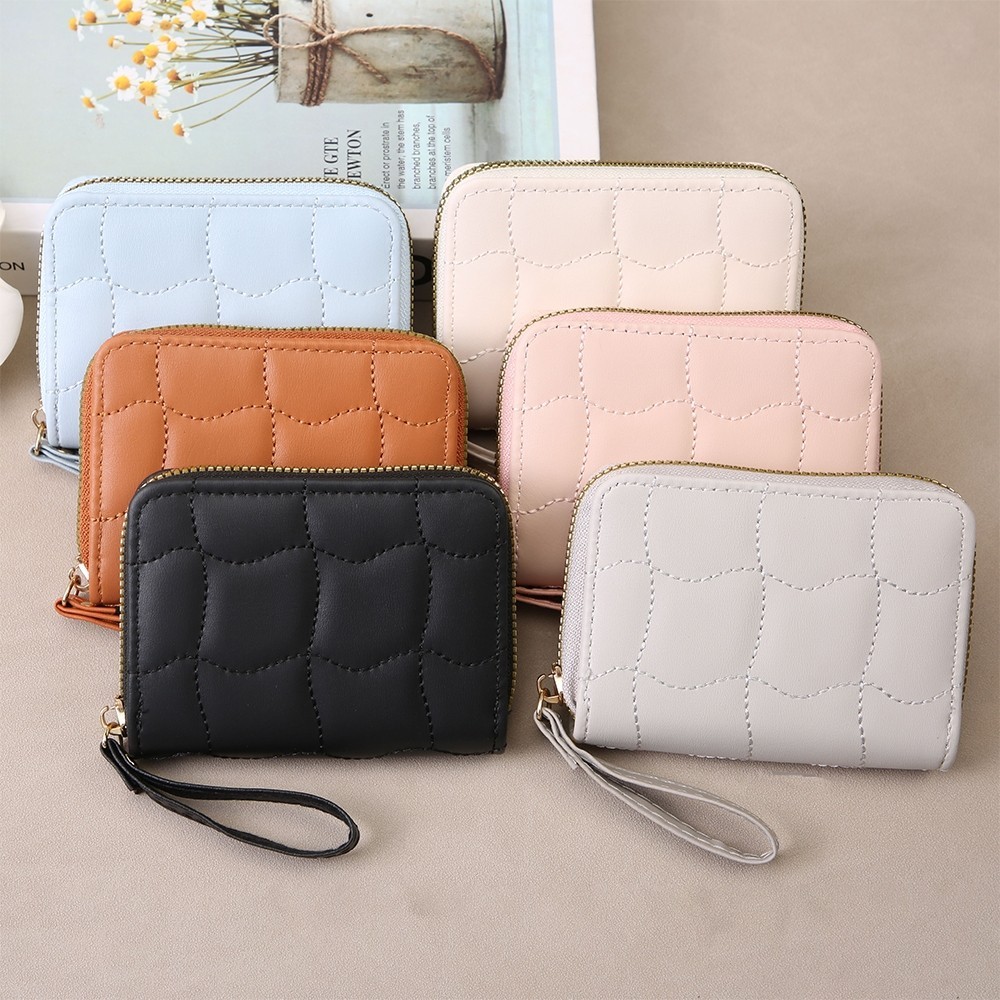 Sky - AD37 FOLDING WALLET LATEST กระเป๋าสตางค์ผู้หญิง COQUETTE CARD WALLET MINI CARD HOLDER BAG WAVE