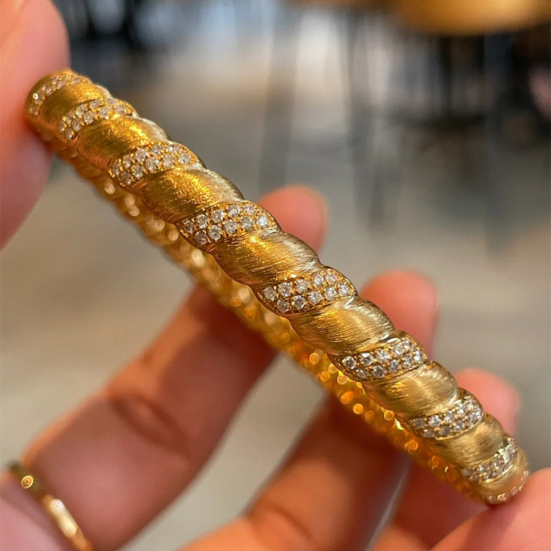 Winding Brushed Twist Bracelet Gold-Plated Heavy Industry Gilt Classy High-End Bracelet